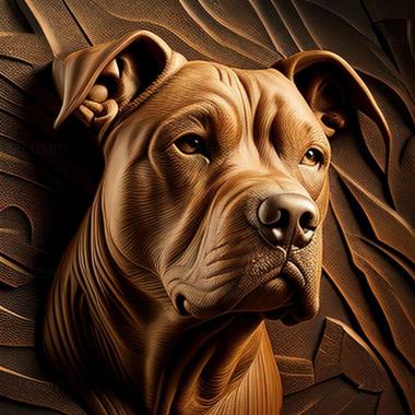 3D model American Pit Bull Terrier dog (STL)